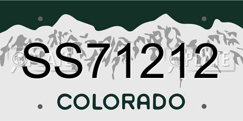 SS71212 Colorado License Plate