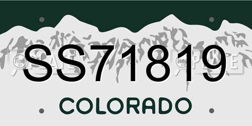 SS71819 Colorado License Plate