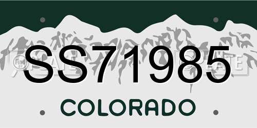 SS71985 Colorado License Plate