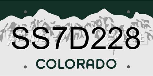 SS7D228 Colorado License Plate