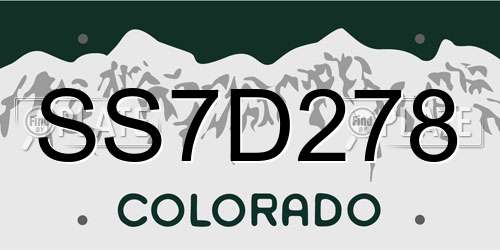 SS7D278 Colorado License Plate