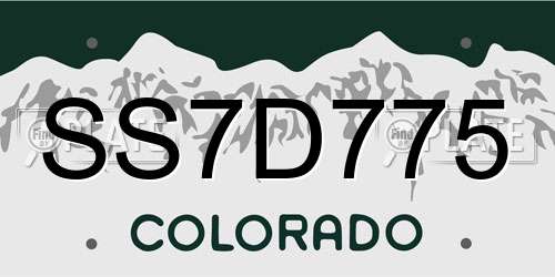 SS7D775 Colorado License Plate