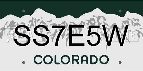 SS7E5W Colorado License Plate