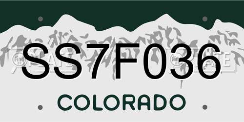 SS7F036 Colorado License Plate