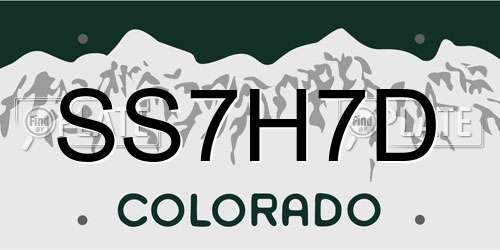 SS7H7D Colorado License Plate