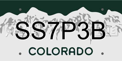 SS7P3B Colorado License Plate