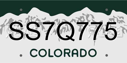 SS7Q775 Colorado License Plate