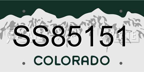 SS85151 Colorado License Plate