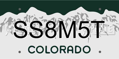 SS8M5T Colorado License Plate