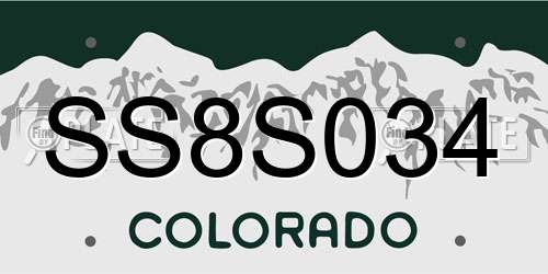 SS8S034 Colorado License Plate