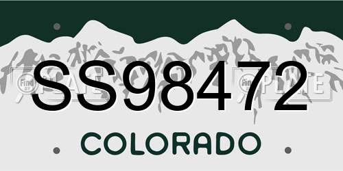 SS98472 Colorado License Plate