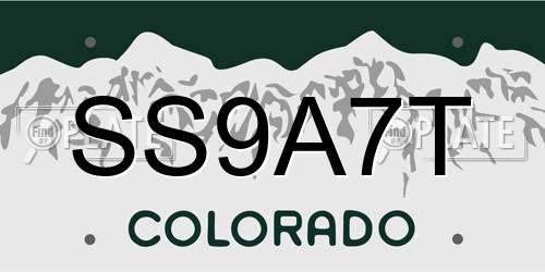 SS9A7T Colorado License Plate