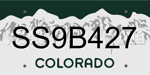 SS9B427 Colorado License Plate