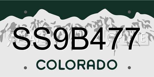 SS9B477 Colorado License Plate