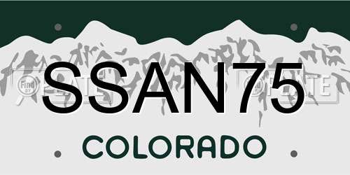 SSAN75 Colorado License Plate