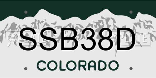 SSB38D Colorado License Plate