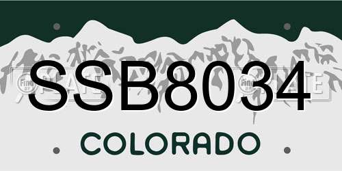 SSB8034 Colorado License Plate