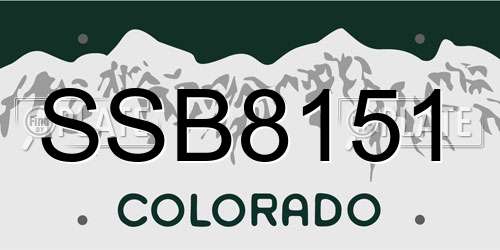 SSB8151 Colorado License Plate