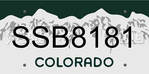 SSB8181 Colorado License Plate