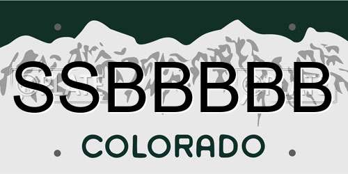 SSBBBBB Colorado License Plate