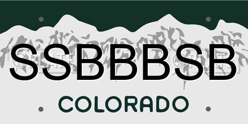 SSBBBSB Colorado License Plate
