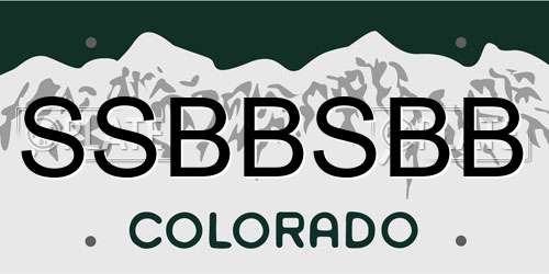 SSBBSBB Colorado License Plate