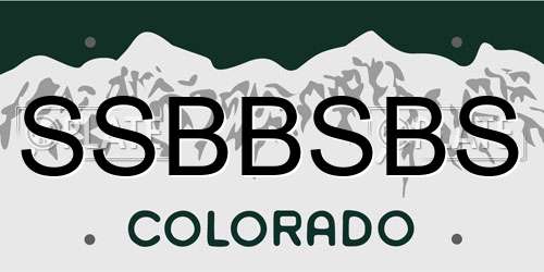 SSBBSBS Colorado License Plate