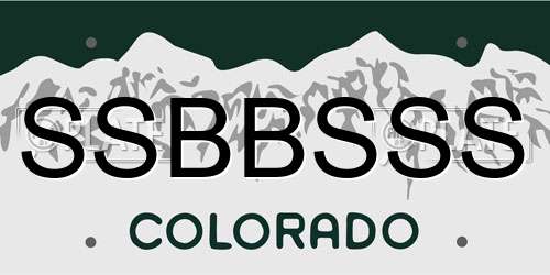 SSBBSSS Colorado License Plate