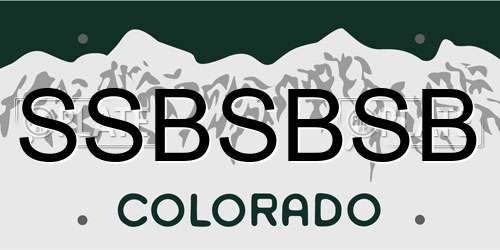 SSBSBSB Colorado License Plate