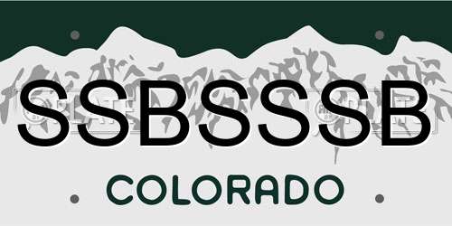 SSBSSSB Colorado License Plate