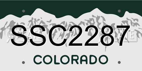 SSC2287 Colorado License Plate