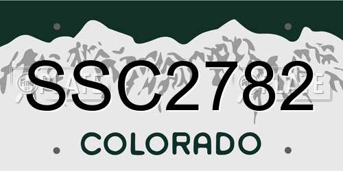 SSC2782 Colorado License Plate