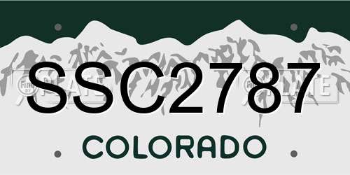 SSC2787 Colorado License Plate
