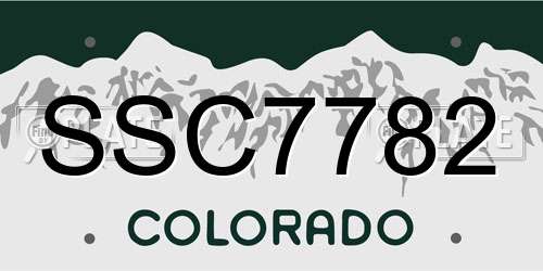 SSC7782 Colorado License Plate