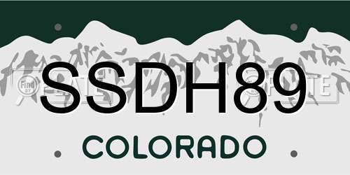 SSDH89 Colorado License Plate