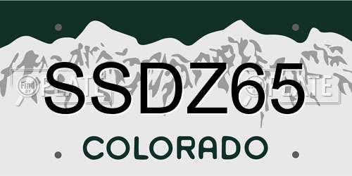 SSDZ65 Colorado License Plate
