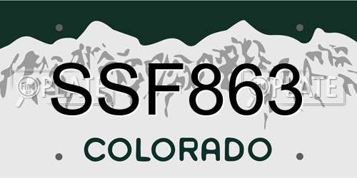 SSF863 Colorado License Plate