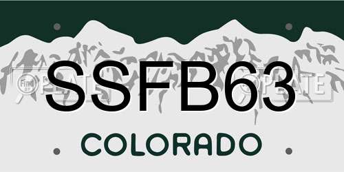 SSFB63 Colorado License Plate