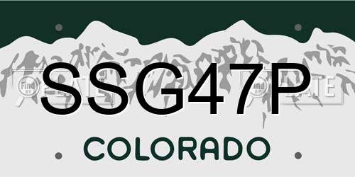 SSG47P Colorado License Plate