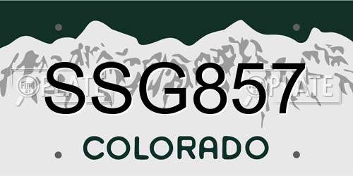 SSG857 Colorado License Plate