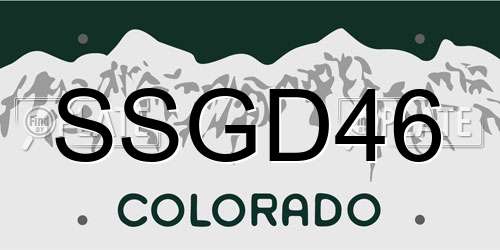 SSGD46 Colorado License Plate