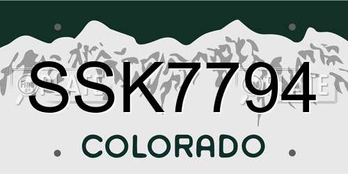SSK7794 Colorado License Plate