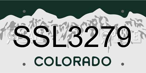 SSL3279 Colorado License Plate