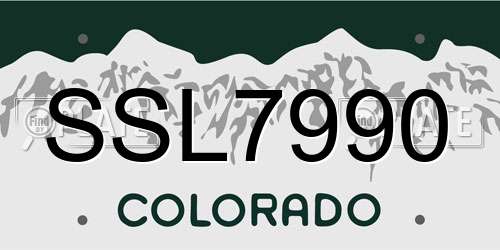 SSL7990 Colorado License Plate