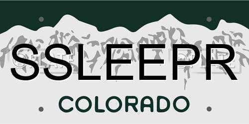 SSLEEPR Colorado License Plate