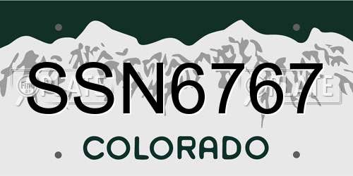 SSN6767 Colorado License Plate