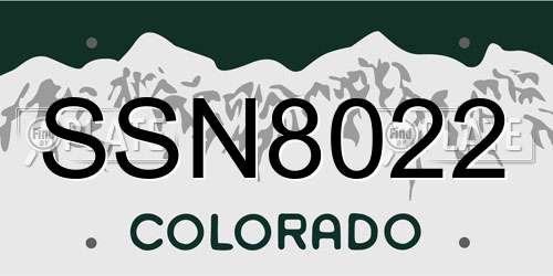 SSN8022 Colorado License Plate