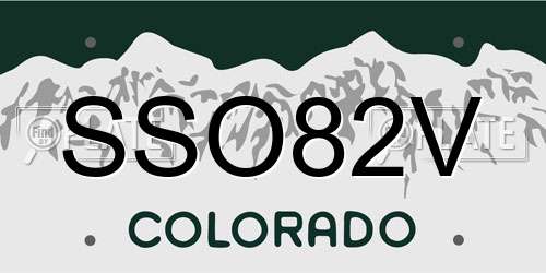 SSO82V Colorado License Plate
