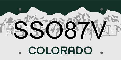 SSO87V Colorado License Plate