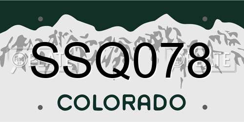 SSQ078 Colorado License Plate